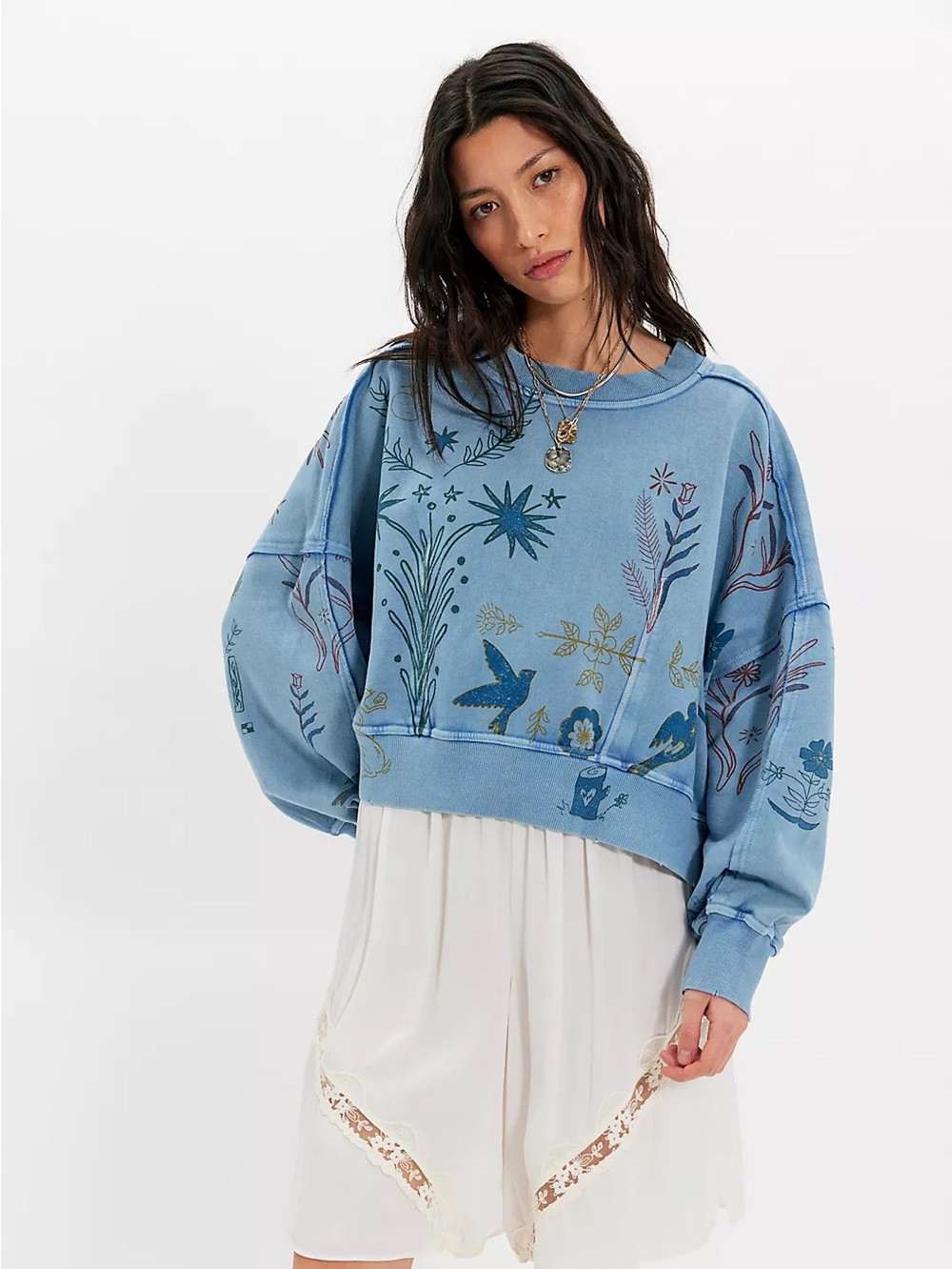 NWT FREE PEOPLE Gaia Sweatshirt | Folk Combo MSRP $128 Oversized - Picture 2 of 4